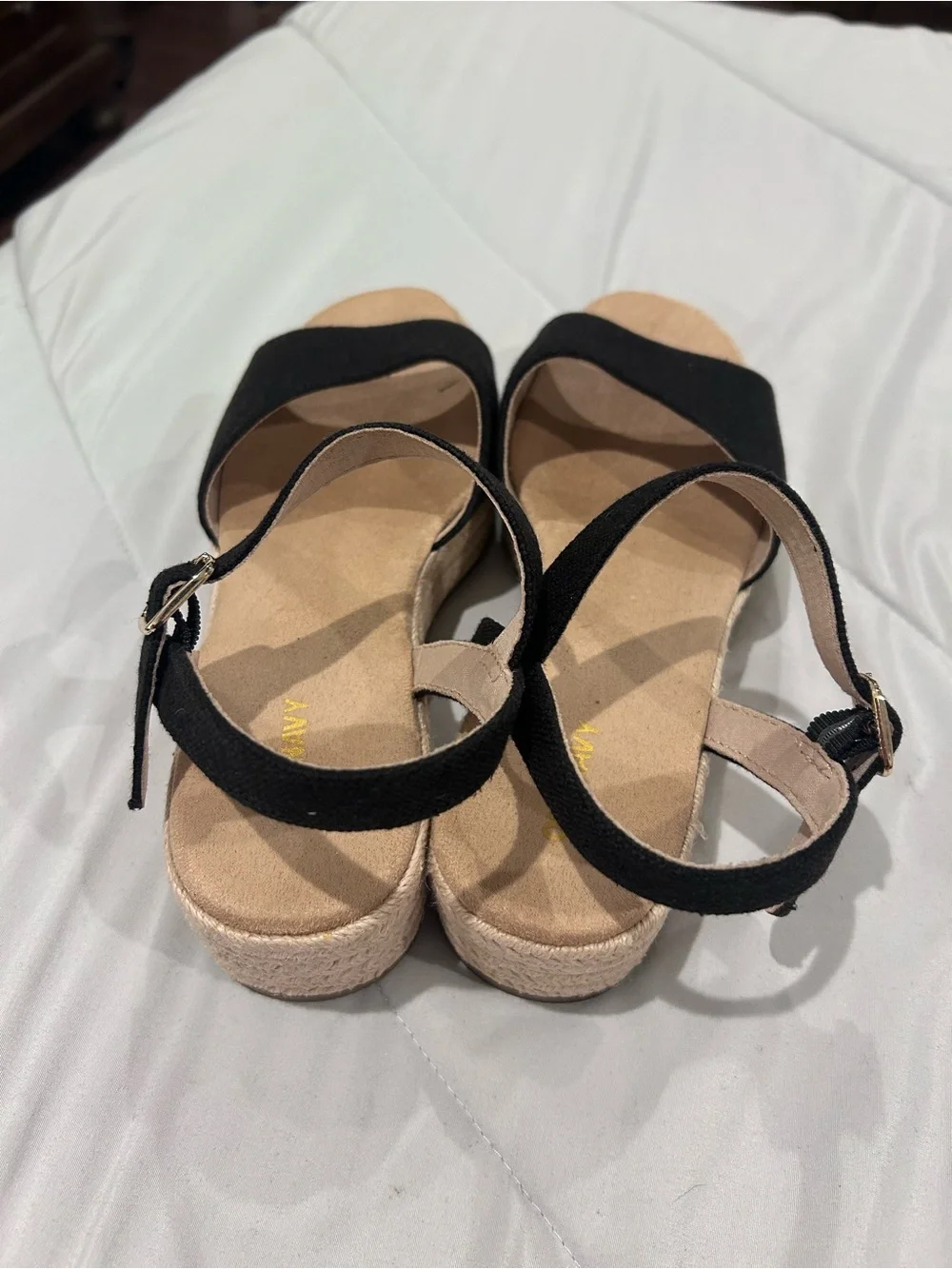Old Navy Black Ankle-Strap Espadrille Wedge Sandals